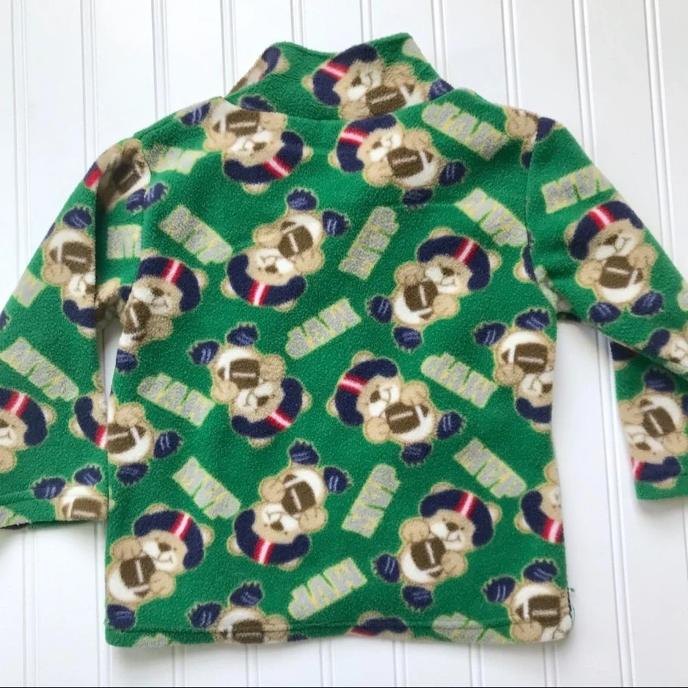 Football teddy bear fleece pj set